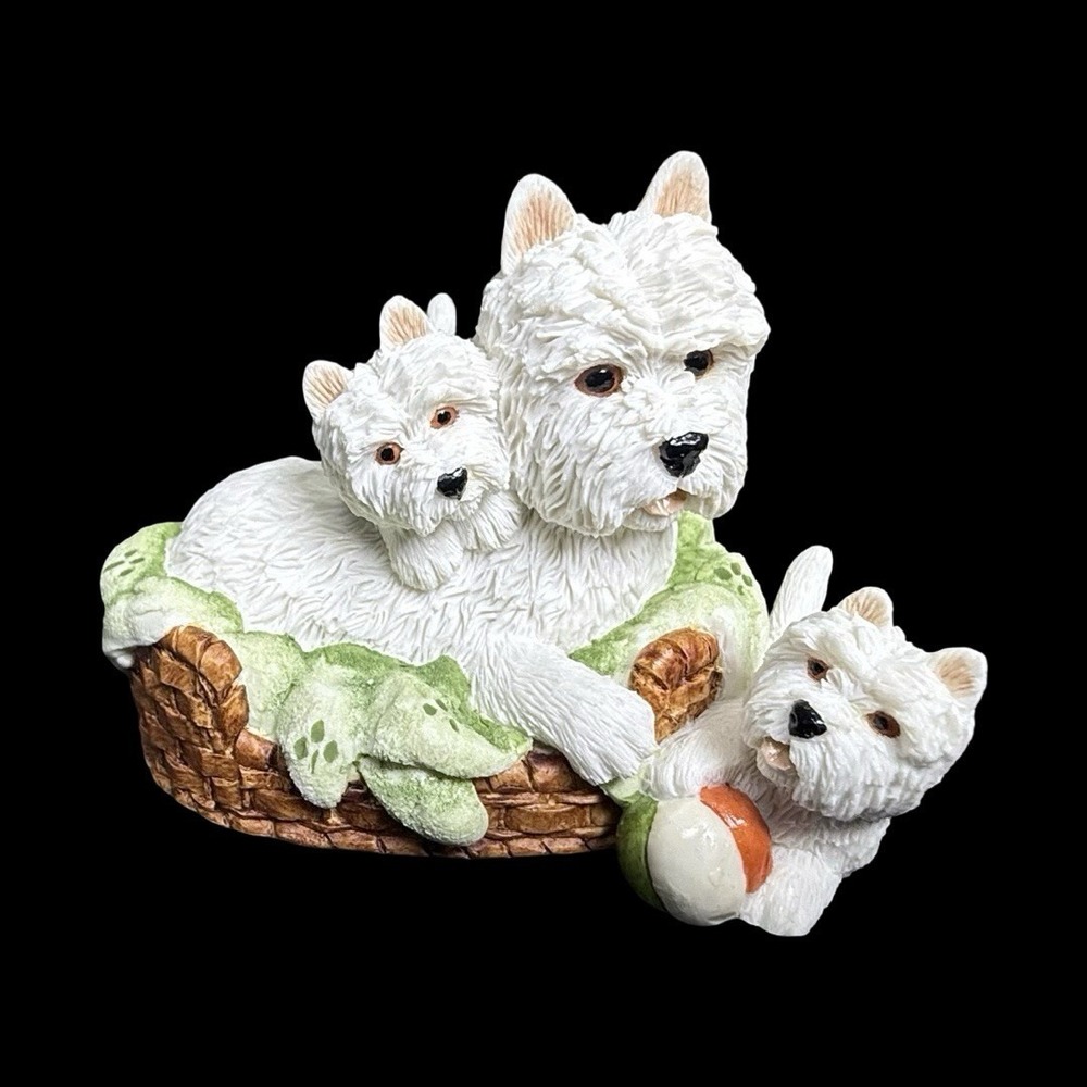 Peakdale Westie Mother and Pups‎ Figurine Made in England Mom Mother's Day